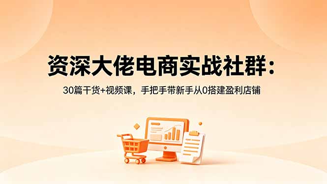 资深大佬电商实战社群：30篇干货+视频课，手把手带新手从0搭建盈利店铺-超级会员网