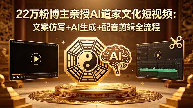 22万粉博主亲授AI道家文化短视频：文案仿写+AI生成+配音剪辑全流程-超级会员网
