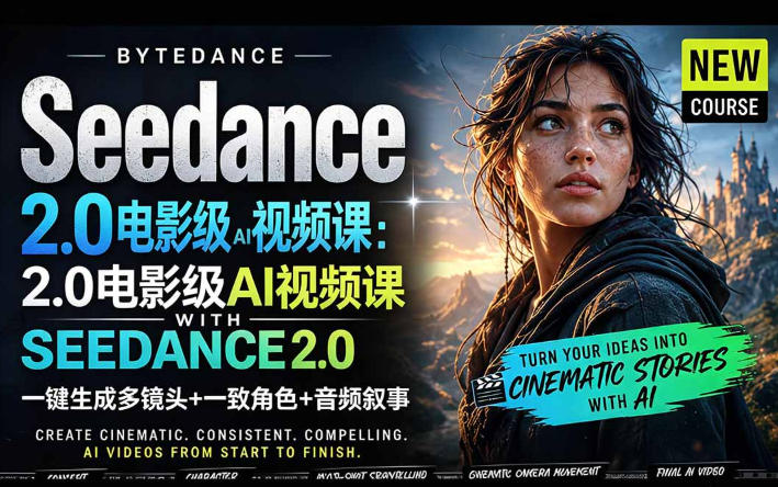 字节跳动的Seedance 2.0 AI电影视频生成制作教程，一键生成多镜头+一致角色+音频叙事-中英字幕-超级会员网