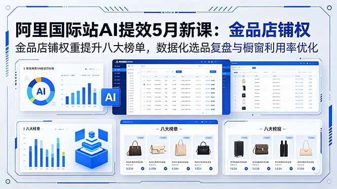 阿里国际站AI提效5月新课：金品店铺权重提升八大榜单，数据化选品复盘与橱窗利用率优化-超级会员网