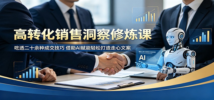 高转化销售洞察修炼课：吃透二十余种成交技巧，借助AI赋能轻松打造走心文案-超级会员网