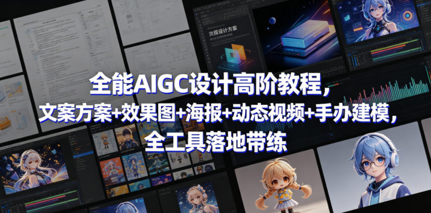 全能AIGC设计高阶教程，文案方案+效果图+海报+动态视频+手办建模，全工具落地带练-超级会员网