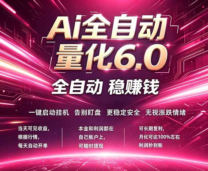 最新AI量化交易6.0，24小时自动运行，绿色稳定！日入1000+-超级会员网