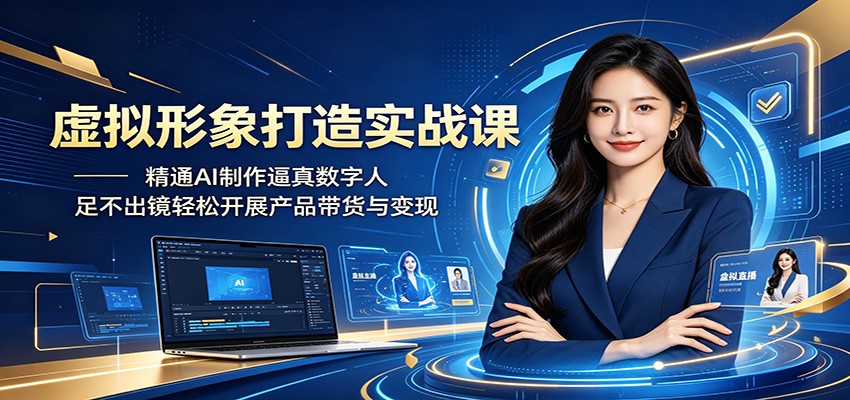 虚拟形象打造实战课：精通AI制作逼真数字人，足不出镜轻松开展产品带货与变现-超级会员网