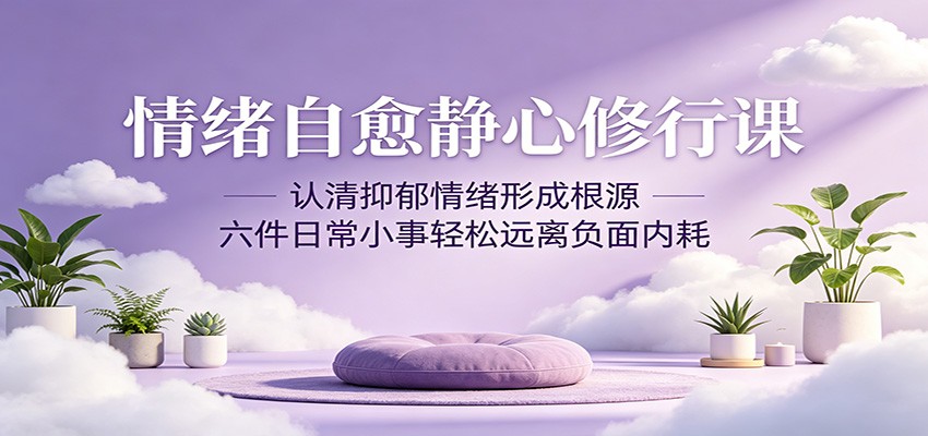 情绪自愈静心修行课：认清抑郁情绪形成根源，六件日常小事轻松远离负面内耗-超级会员网
