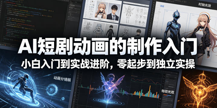 AI短剧动画的制作入门，小白入门到实战进阶，零起步到独立实操-超级会员网