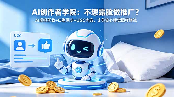 AI创作者学院：不想露脸做推广？AI虚拟形象+口型同步+UGC内容，让你安心睡觉照样赚钱-超级会员网