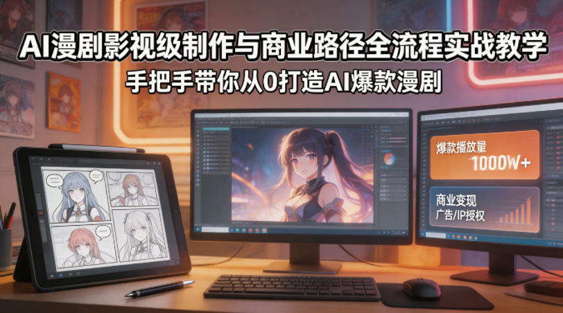 AI漫剧影视级制作与商业路径全流程实战教学，手带你从0打造AI爆款漫剧-超级会员网