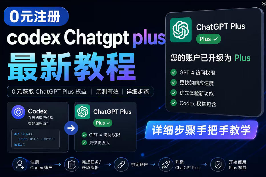 0元全自动注册codex gpt plus最新教程，0元获取GPT Plus权益，手把手详细教学-超级会员网