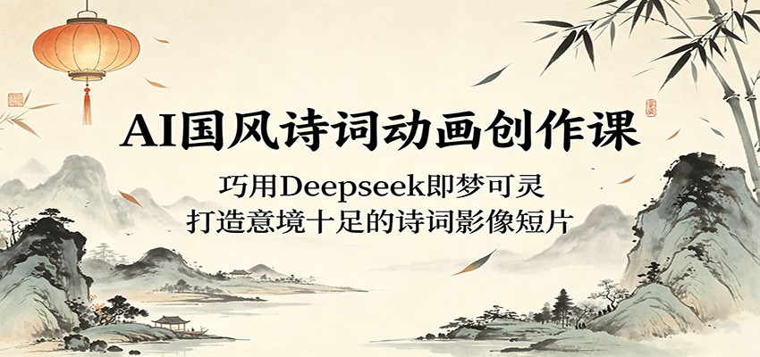 AI国风诗词动画创作课：巧用Deepseek即梦可灵，打造意境十足的诗词影像短片-超级会员网