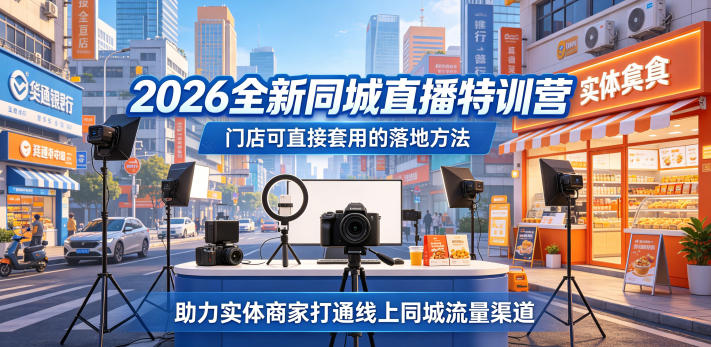 2026全新同城直播特训营，门店可直接套用的落地方法，助力实体商家打通线上同城流量渠道-超级会员网