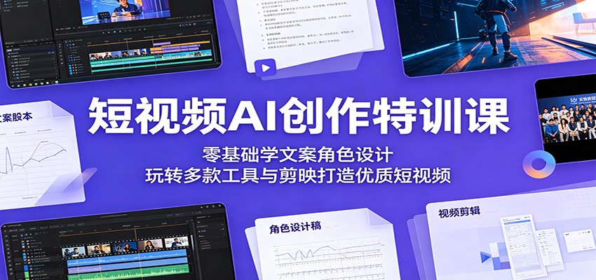 短视频AI创作特训课：零基础学文案角色设计，玩转多款工具与剪映打造优质短视频-超级会员网