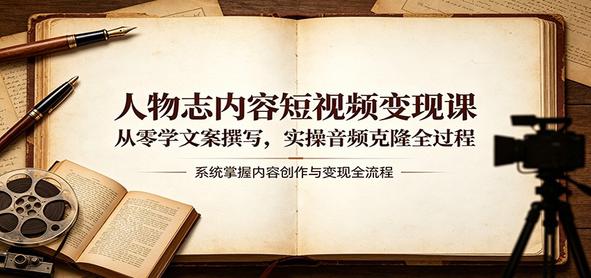 人物志内容短视频变现课：从零学文案撰写，实操音频克隆全过程-超级会员网