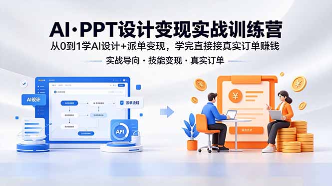 AI·PPT设计变现实战训练营，从0到1学AI设计+派单变现，学完直接接真实订单赚钱-超级会员网