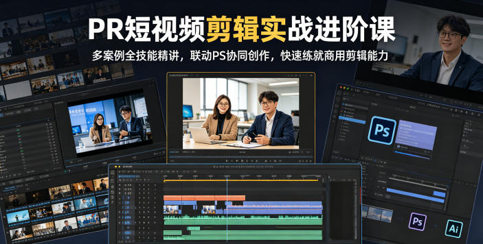 PR短视频剪辑实战进阶课，多案例全技能精讲，联动PS协同创作，快速练就商用剪辑能力-超级会员网