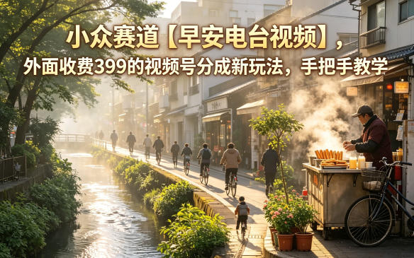 小众赛道【早安电台视频】，外面收费399的视频号分成新玩法，手把手教学-超级会员网