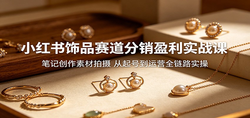 小红书饰品赛道分销盈利实战课：笔记创作素材拍摄，从起号到运营全链路实操-超级会员网