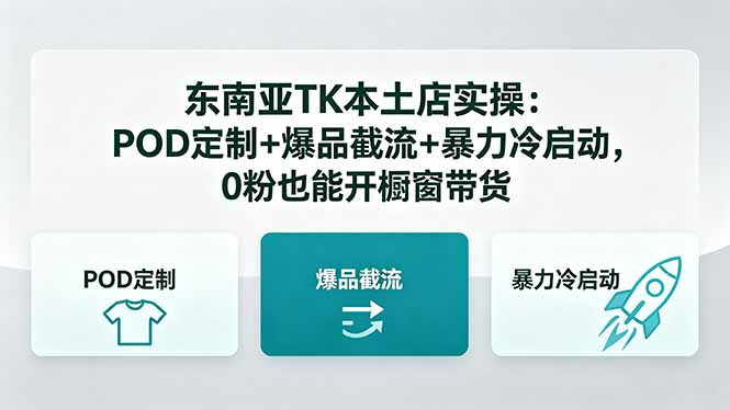 东南亚TK本土店实操-5月更新：POD定制+爆品截流+暴力冷启动，0粉也能开橱窗带货-超级会员网