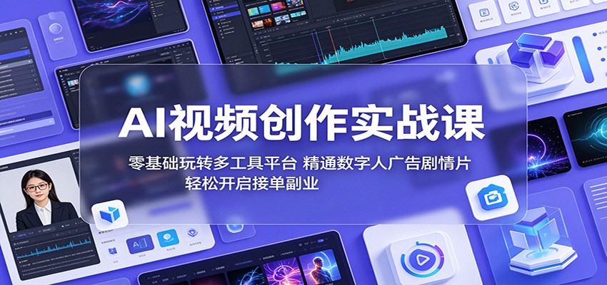 AI视频创作实战课：零基础玩转多工具平台，精通数字人广告、剧情片，轻松开启接单副业-超级会员网