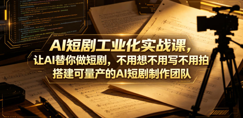 AI短剧工业化实战课，让AI替你做短剧，不用想不用写不用拍，搭建可量产的AI短剧制作团队-超级会员网