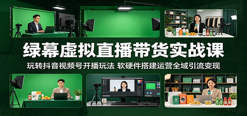 绿幕虚拟直播带货实战课：玩转抖音视频号开播玩法，软硬件搭建运营全域引流变现-超级会员网