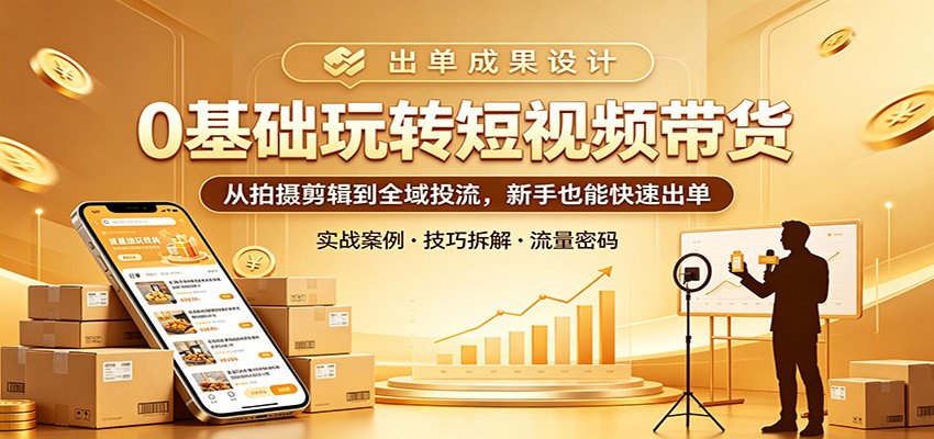 0基础玩转短视频带货：从拍摄剪辑到全域投流，新手也能快速出单-超级会员网