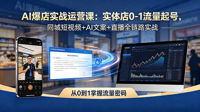 AI爆店实战运营课：实体店0-1流量起号，同城短视频+AI文案+直播全链路实战-超级会员网