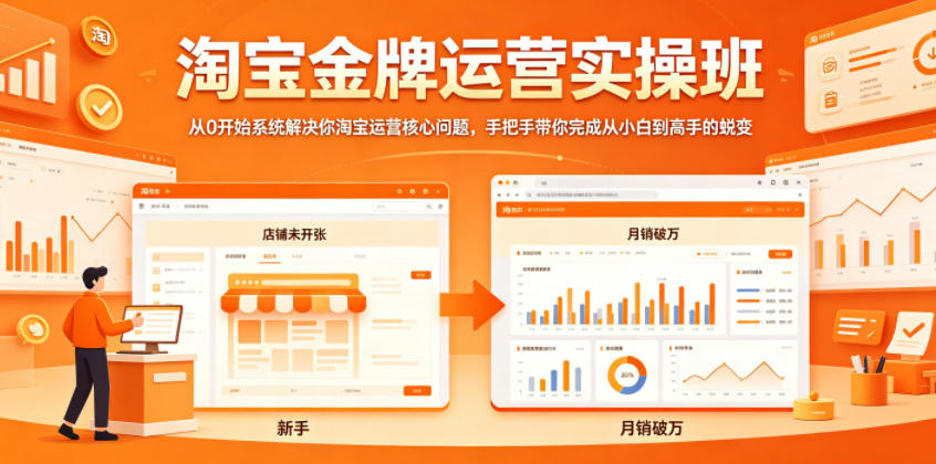 淘宝金牌运营实操班，从0开始系统解决你淘宝运营核心问题，手把手带你完成从小白到高手的蜕变-超级会员网