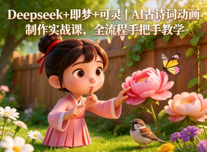 Deepseek+即梦+可灵｜AI古诗词动画制作实战课，全流程手把手教学-超级会员网