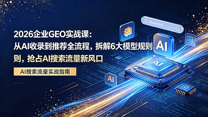 2026 企业GEO实战课：从AI收录到推荐全流程，拆解6大模型规则，抢占 AI 搜索流量新风口-超级会员网