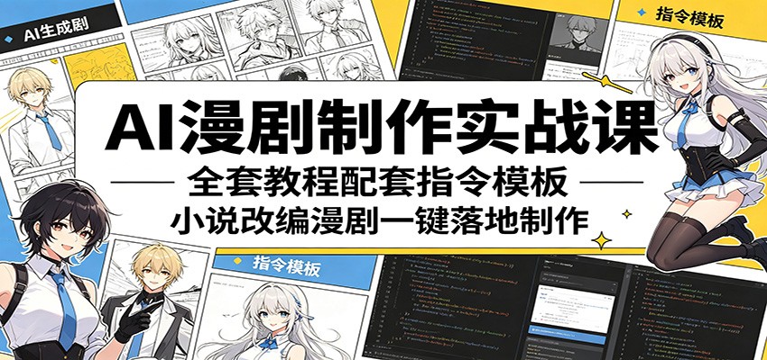 AI漫剧制作实战课：全套教程配套指令模板，小说改编漫剧一键落地制作-超级会员网