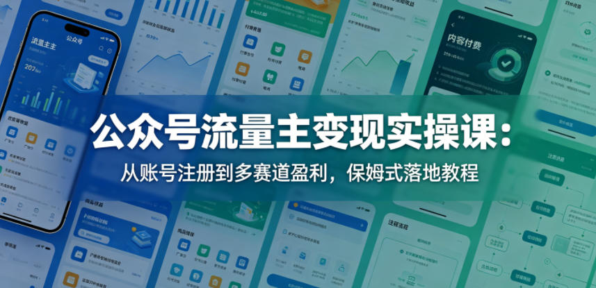 公众号流量主变现实操课：从账号注册到多赛道盈利，保姆式落地教程-超级会员网