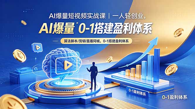 AI爆量短视频实战课｜一人轻创业，算法脚本剪辑直播同城，0-1搭建盈利体系-超级会员网