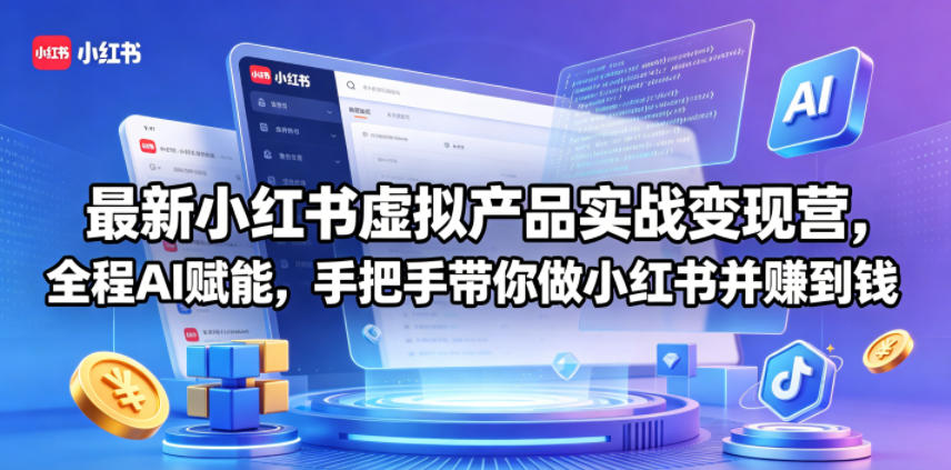 最新小红书虚拟产品实战变现营，全程AI赋能，手把手带你做小红书并赚到钱-超级会员网