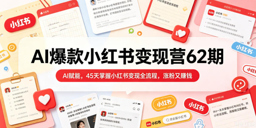 AI爆款小红书变现营62期2026年5月，AI赋能，45天掌握小红书变现全流程，涨粉又賺钱-超级会员网