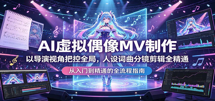 AI虚拟偶像MV制作：以导演视角把控全局，人设词曲分镜剪辑全精通-超级会员网