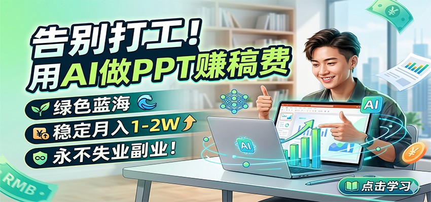告别打工！用AI做PPT赚稿费，绿色蓝海，稳定月入1-2W，永不失业副业！-超级会员网