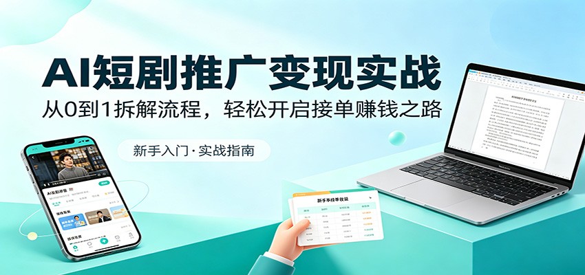 AI短剧推广变现实战：从0到1拆解流程，轻松开启接单赚钱之路-超级会员网