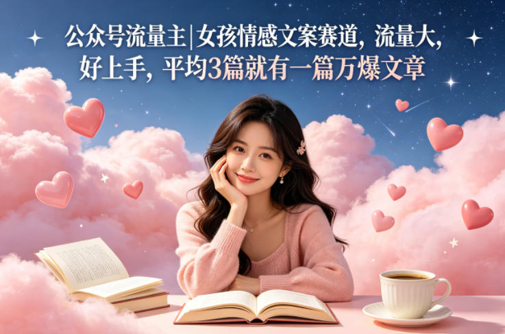公众号流量主女孩情感文案赛道，流量大，好上手，平均3篇就有一篇万爆文章-超级会员网