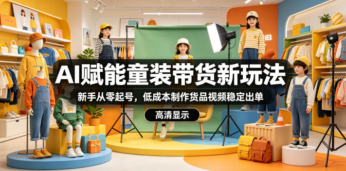 AI赋能童装带货新玩法，新手从零起号，低成本制作货品视频稳定出单-超级会员网