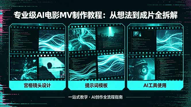 专业级AI电影MV制作教程，从想法到成片全拆解，宫格镜头+提示词模板+AI工具一站式教学-超级会员网