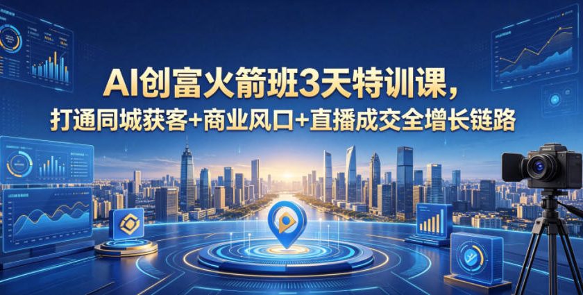 AI创富火箭班3天特训课，打通同城获客+商业风口+直播成交全增长链路，2026年4月新课-超级会员网