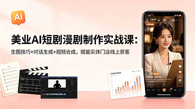 美业AI短剧漫剧制作实战课：生图技巧+对话生成+视频合成，赋能实体门店线上获客-超级会员网