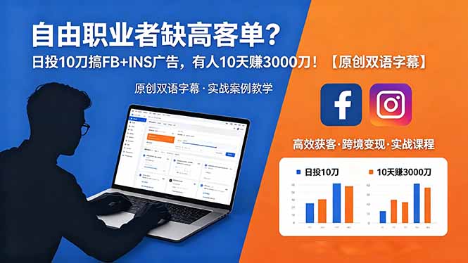 自由职业者缺高客单？日投 10 刀搞 FB+INS 广告，有人 10 天赚 3000 刀！【原创双语字幕】-超级会员网
