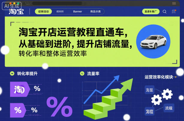 淘宝开店运营教程直通车，从基础到进阶，提升店铺流量，转化率和整体运营效率(更新26年05月27日)-超级会员网