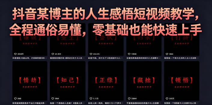 抖音某博主的灰太狼人生感悟短视频教学，全程通俗易懂，零基础也能快速上手-超级会员网