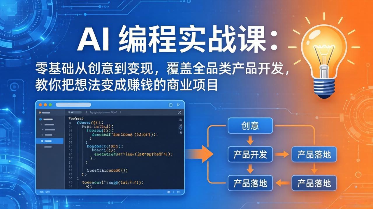 AI编程实战课-第三期-5月3更新：零基础从创意到变现，覆盖全品类产品开发，把想法变成赚钱项目-超级会员网