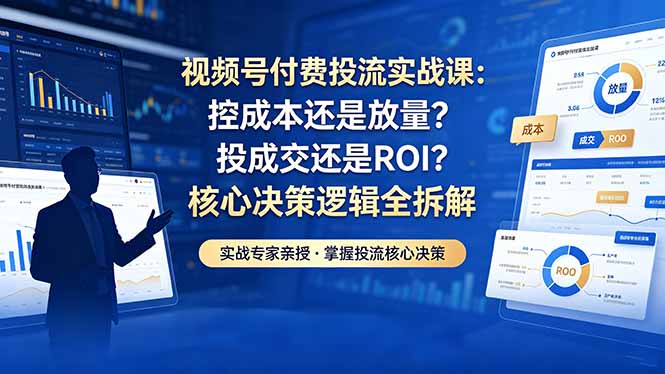 视频号付费投流实战课-5月：控成本还是放量？投成交还是ROI？核心决策逻辑全拆解-超级会员网