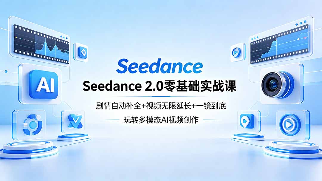 Seedance 2.0零基础实战课：剧情自动补全+视频无限延长+一镜到底：玩转多模态AI视频创作-超级会员网