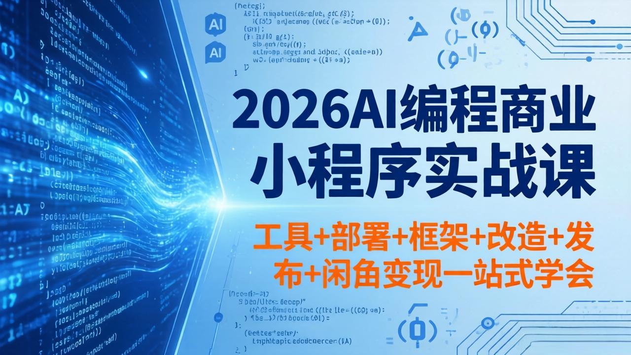 2026AI编程商业小程序实战课，工具+部署+框架+改造+发布+闲鱼变现一站式学会-超级会员网